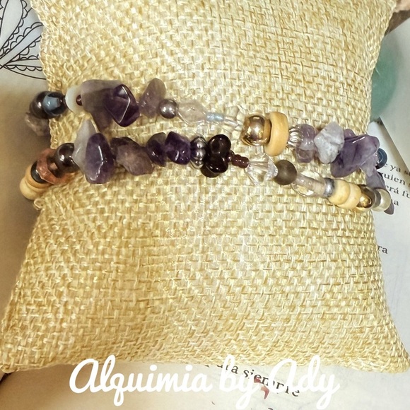 Amethyst wrap layered bracelet - Picture 3 of 3